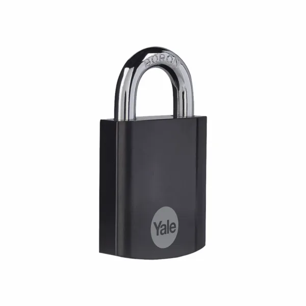 Yale Y90SB Padlock Hardened Steel Body and Boron Steel Shackle, Max Security Padlock Black