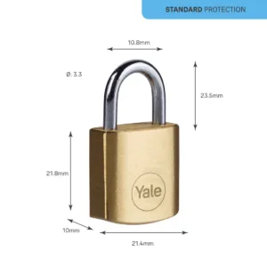 Yale Y110B/20/111/1 - Brass Padlock (20 mm) - Indoor Lock for Locker, Backpack, Tool Box - 3 Keys - Standard Security 5 5052847099346.PT02 a1e4f951 3149 428e 81ee aa8931aedfa1 1100x