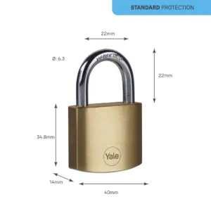 Y110B/40/122/1 Yale 40mm Brass Padlock with 3 Regular Keys (Brass Finish) 4 5052847099483.PT02 1100x