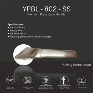 YPBL-802-SS Solid Brass Lever Handle, Satin Nickel 3 5 7 1100x