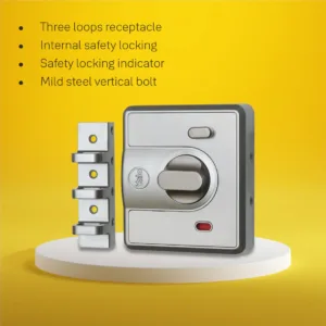 CVB-500SIL-TT Series Vertibolt Guard Main Door Rim Lock, Knob Inside, Silver Finish, With Dimple Keys