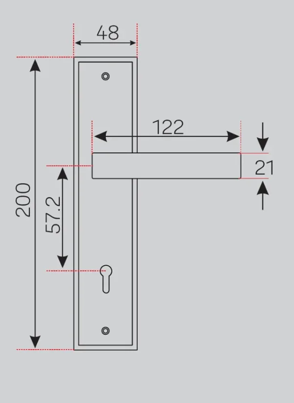 YME 557+ Lever Handle set with key-in lever double strike lockbody Satin Steel