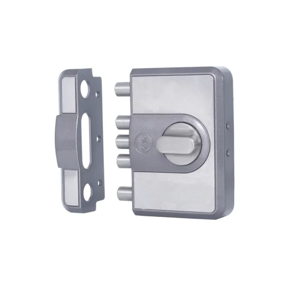 CBD-Cinco 500 Series 5 Dead Bolt Main Door RIM Lock, Both Side Keys, Grey, With Dimple Keys