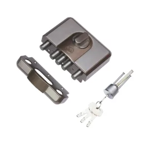 CBD-Cinco 500 Series 5 Dead Bolt Main Door RIM Lock, Knob Inside, Brown, With Dimple Keys