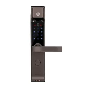 Biometric Smart Lock, Brown with Fingerprint, PIN, manual key and Yale Home App