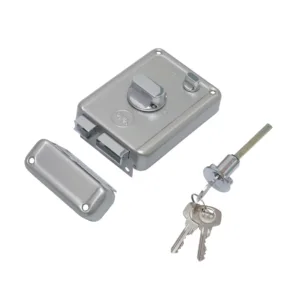 R601-DBTT, RIM Lock With Two Deadbolts, Knob Inside, Regular Key, Silver