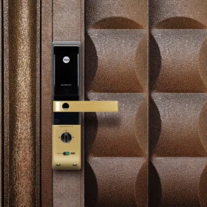 YDM 4109 A Series Biometric Smart Lock Gold 6 Mockup 967A5997 1100x