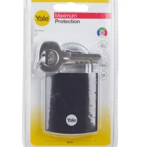 Yale Y90SB Padlock Hardened Steel Body and Boron Steel Shackle, Max Security Padlock Black 11 Y90SB 45 129 11 1100x