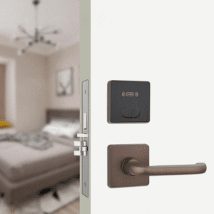 RFID Split Hotel Door Lock – ANSI Mortise Smart Keyless Entry System with RFID Card Access 4 Hotel Locks LS 8205 RFID b