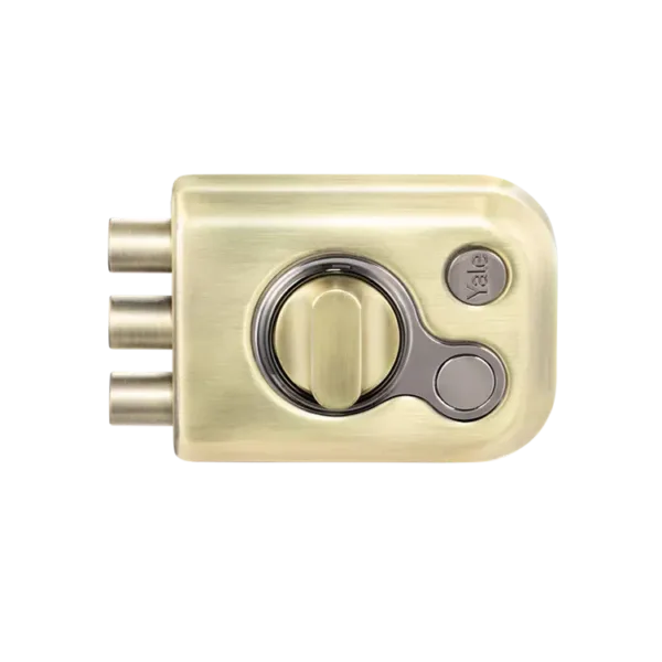 KRT-3B-TT-ABM/BN: Yale Katros Rimlock – Tribolt, 3 Deadbolts, Thumbturn, 4 Dimple Keys