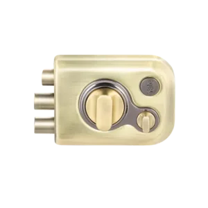 Yale Katros Rimlock KRT-LB-TT-ABM/BN – Tribolt, 2 Deadbolts & 1 Latch Bolt, Knob Insid, 4 Dimple Keys